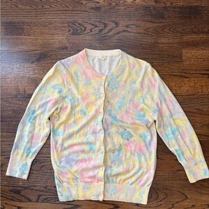 J. Crew Pastel Button-Front Cardigan - Yellow Pink Blue Cream medium